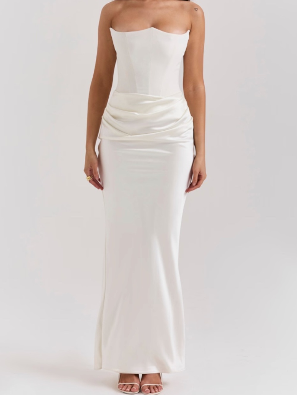 HOUSE OF CB PERSEPHONE Ivory Strapless Corset Dress Size Small Reg Cup